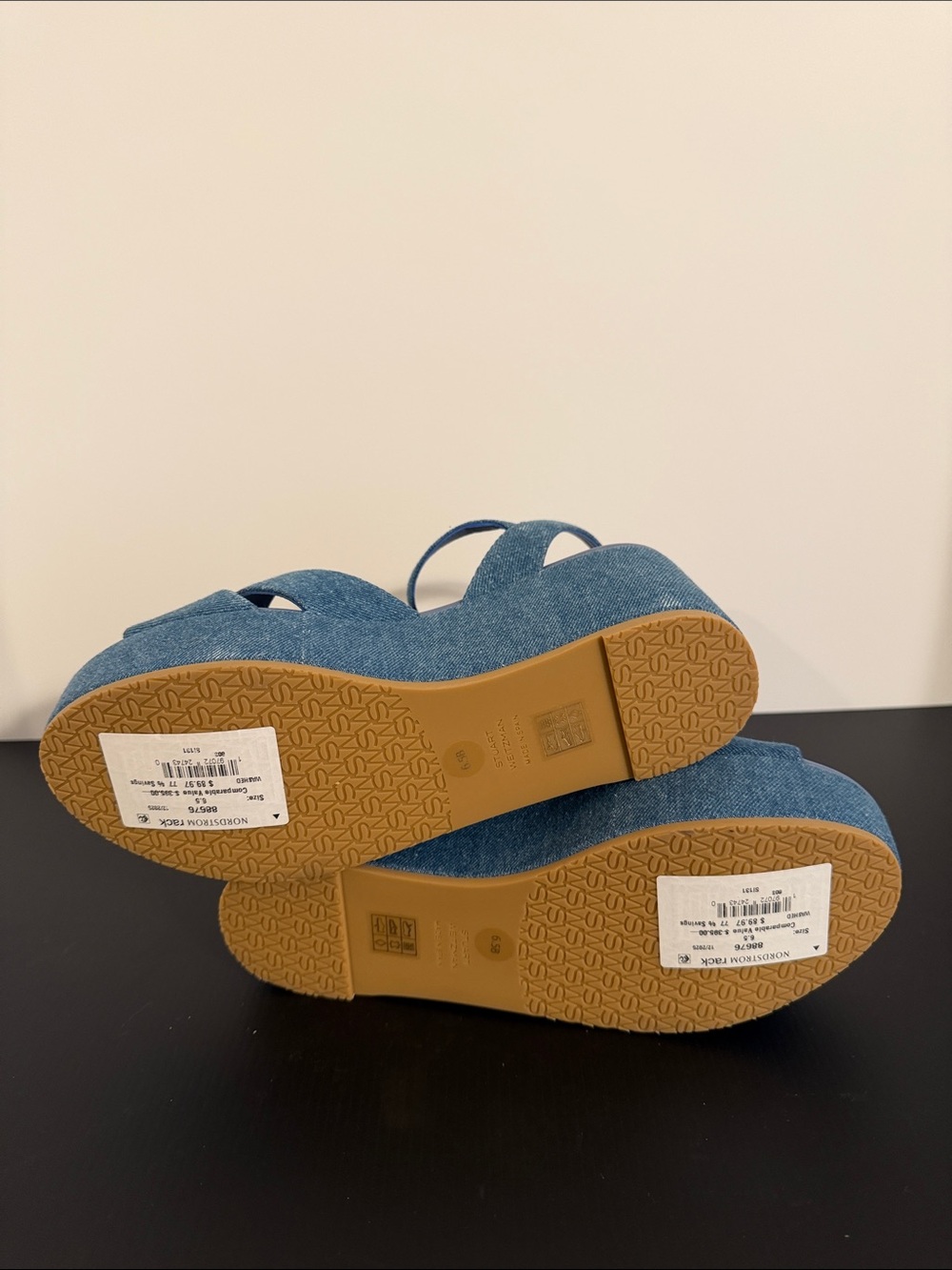 Stuart Weitzman Women Denim Blue Platform Sandals - Picture 6 of 6